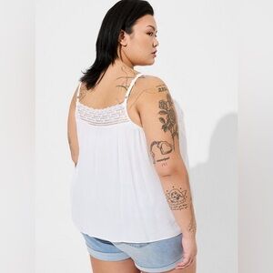 Torrid White Gauze Flowy Crochet Boho Trim Cami Size 1x
